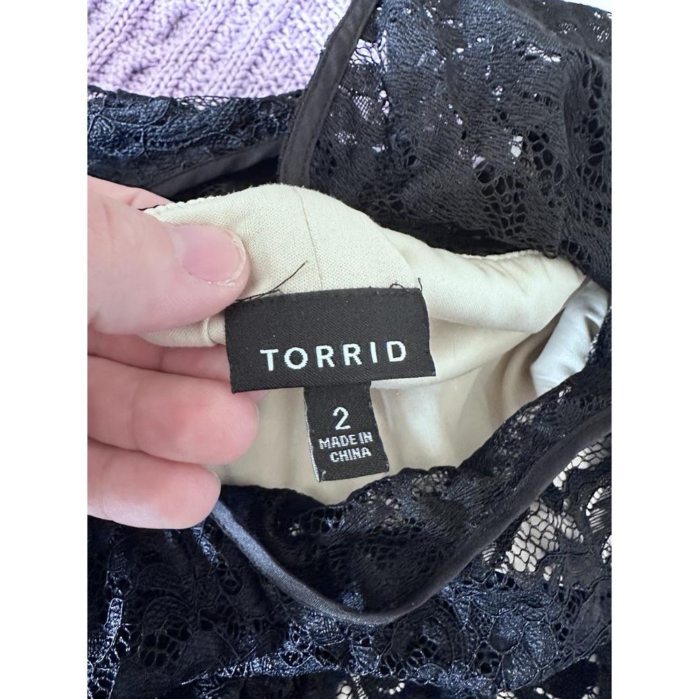 Torrid Womens Lace Skater Dress Sz 2X Black Cocktail Feminine Goth Dark Academia - Picture 4 of 8